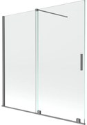 Mexen Velar, 2-krídlová posuvná vaňová zástena 160 x 150 cm, 8mm číre sklo, brúsený grafit, 896-160-000-01-95