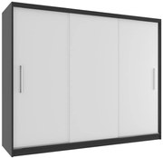 Šatníková skriňa 232 cm Belini čierny mat / biely mat s posuvnými dverami SI SZP4/2/1B/3W/0/AL