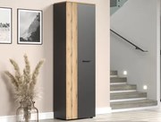 Predsieňová šatníková skriňa s policami Esteban, antracit/dub evoke%