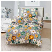 Oranžovo-sivé trojdielne obliečky na jednolôžko z mikrosaténu 140x200 cm Grace – My House