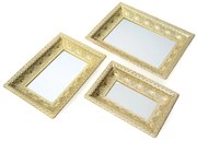 DEKORAČNÝ KOVOVÝ PODNOS GLORI SADA 3 KS 40X30 CM, 35X25 CM, 30X20 CM ZLATÁ