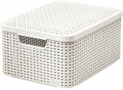 Krémovobiely plastový úložný box s vekom 29x39x19 cm Style – Curver