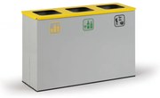 Kôš na triedený odpad 3x 42 l, stojan na odpadkové vrecia, sivá/žltá