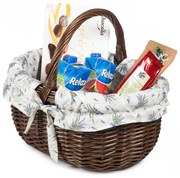 Nákupný kôš prútený provence s látkou Armenti V.š. 42 x hl. 34 x v. 23 / 36(cm)