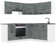 Kuchynská linka Belini Premium Full Version 360 cm šedý antracit Glamour Wood s pracovnou doskou SARAH