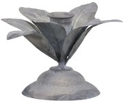 Zinkový antik kovový svietnik na úzku sviečku s kvetom Flower - Ø 12*9 cm