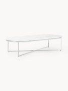 Oválny konferenčný stolík so sklenenou doskou v mramorovom vzhľade Antigua