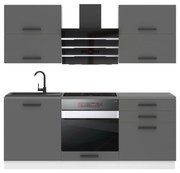 Kuchynská linka Belini Premium Full Version 180 cm šedý mat s pracovnou doskou EMILY