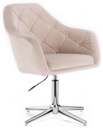 LuxuryForm DESIGN Kreslo ANDORA VELUR na striebornom kríži - krémové