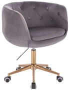 LuxuryForm DESIGN Kreslo MONTANA VELUR na zlatej podstave s kolieskami - šedé