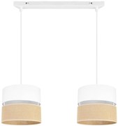 Závesné svietidlo Juta, 2x jutové/biele textilné tienidlo, w