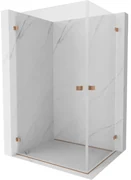 Mexen Lunar-B Duo výklopný sprchový kút 75 x 70 cm, číre sklo, medená matná, 832-075L-070P-65-00