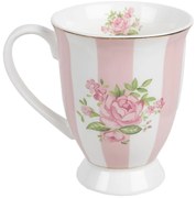 Bielo-ružový hrnček s ružičkami Sweet Roses - 12*8*10 cm / 300 ml