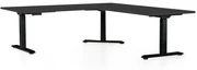 Výškovo nastaviteľný stôl OfficeTech Angle, 180 x 200 cm, čierna podnož, čierna