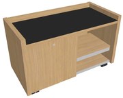 Mobilný kontajner Verno 100 x 50 cm so sklom, ľavý, dub svetlý / čierna