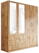 Skriňa Pekin D4 196 cm dub wotan/zrkadlo