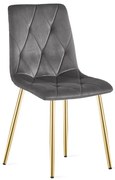 Jedálenská stolička LIBRA zamatová, tmavosivá / zlaté nohy
