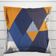 Biante Bavlnená obliečka na vankúš s lemom Sandra SA-390 Modro-béžovo-oranžové trojuholníky 30 x 50 cm