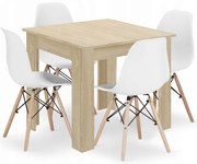 Jedálenský štvorcový stôl dub sonoma so štyrmi stoličkami OSAKA biele / hnedé