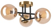 Lamkur Prisadený luster MALENA 3xE14/5W/230V zlatá/čierna/dymová béžová LA49373