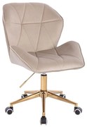 LuxuryForm DESIGN Stolička MILANO MAX VELUR na zlatej podstave s kolieskami - latte