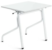 Nastaviteľná školská lavica ADJUST, 700x600 mm, akustický HPL - biela, biela