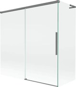 Mexen Rox, L posuvná 2-krídlová vaňová zástena 160 + 70 x 150 cm, 8mm číre sklo, grafitový profil, 8C9L-160-070-95-00