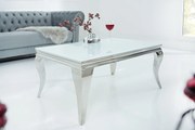 Dizajnový konferenčný stolík Rococo biely / strieborný