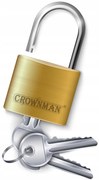 CROWNMAN 20mm mosadzný visiaci zámok s tromi náhradnými kľúčmi