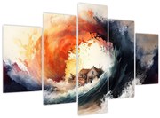 Obraz - Vo víre povodne, akvarel (150x105 cm)