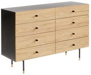 Nízka komoda v dekore duba v čiernej a prírodnej farbe 130x87 cm Jugend – Woodman