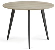 Konferenčný stôl PRIMO VIBE, priemer 100 cm, čierna podnož, dub prírodný