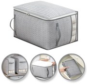 eCarla Textilný box na uskladnenie posteľnej bielizne a oblečenia, sivý COCK 52 x 44 x 30 cm