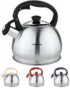 Čajník s píšťalkou 1,8 l | Nerezový čajník na indukciu, viacfarebný moderný dizajn