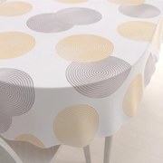 Biante Zamatový oválny obrus Tamara TMR-023 Žlté a sivé designové kruhy na smotanovom 100x140 cm