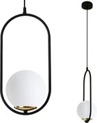 Závesné svietidlo Florence, 1x biele sklenené tienidlo, b/g, U