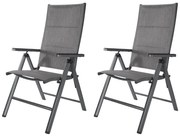 Livarno home Hliníkové kreslo Toronto s vysokým operadlom, antracitové, 2 kusy  (100385922)