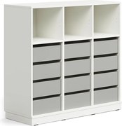 Úložná skrinka CASPER, 12 zásuviek, 3 horné priehradky, so soklom, biela/šedá