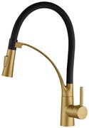 Kuchinox Olor, vysoká drezová batéria s elastickým ramenom, čierna-zlatá matná, LAV-BKR_G78D
