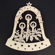 AMADEA Drevená ozdoba zvon so sviečkami 9 cm