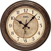 Retro nástenné hodiny AMS 5544 riadené rádiovým signálom – imitácia kovu s patinou, 28 cm