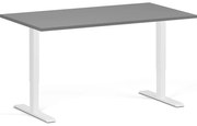 Výškovo nastaviteľný stôl, 140x80 cm, 1 motor, biela podnož, grafit