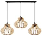 Závesné svietidlo Timber 3, 3x drevené tienidlo