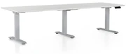 Výškovo nastaviteľný stôl OfficeTech Long, 240 x 80 cm, sivá podnož, svetlo sivá
