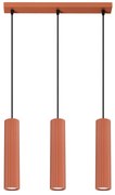 Závesné svietidlo Karbon, 3x okrovo červené kovové tienidlo