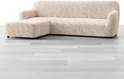 Bielastické poťahy BRILLANTE béžové sedačka s otomanom vľavo (š. 170 - 300 cm)