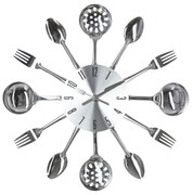 Nástenné hodiny Cutlery, chrómová