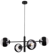 Závesne svietidlo Toledo, 4x čierne/transparentné sklenené tienidlo, B