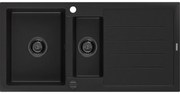 Mexen Andres, granitový drez 1000x500x200 mm, 1,5-komorový, čierna s čiernym sifónom, 6515101510-77-B