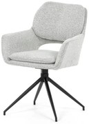 Židle jídelní, krémová látka, noha černý kov, otočný mechanismus 360°